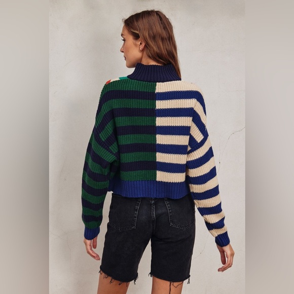 VICI Varsity Color-block Cropped Half Zip Sweater, Size Medium - Picture 3 of 8